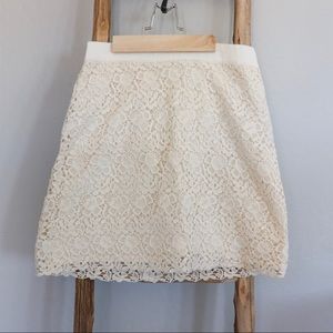 J. Crew Ivory Lace Skirt
